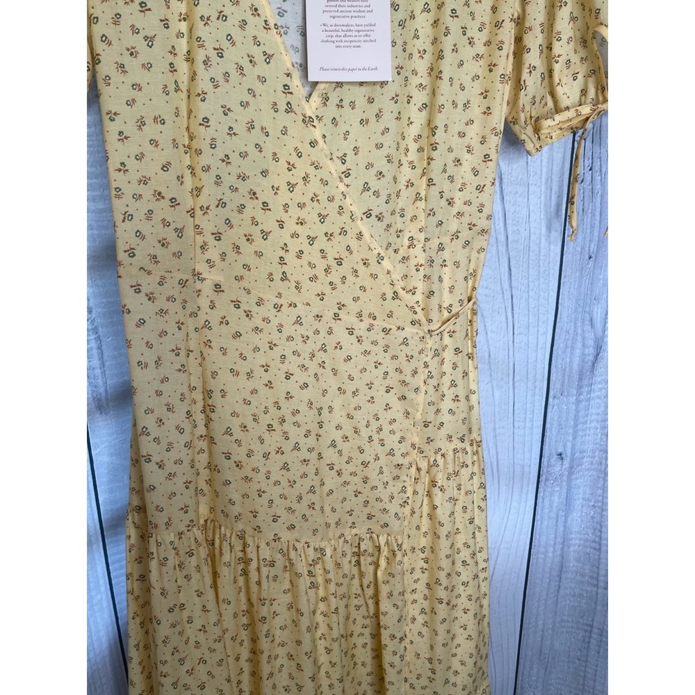 Christy Dawn The Augusta Dress Wrap Style Golden Pollinator Cotton Silk Sz S - Picture 5 of 10